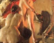 Women bathing in the sauna - 安德斯·左恩